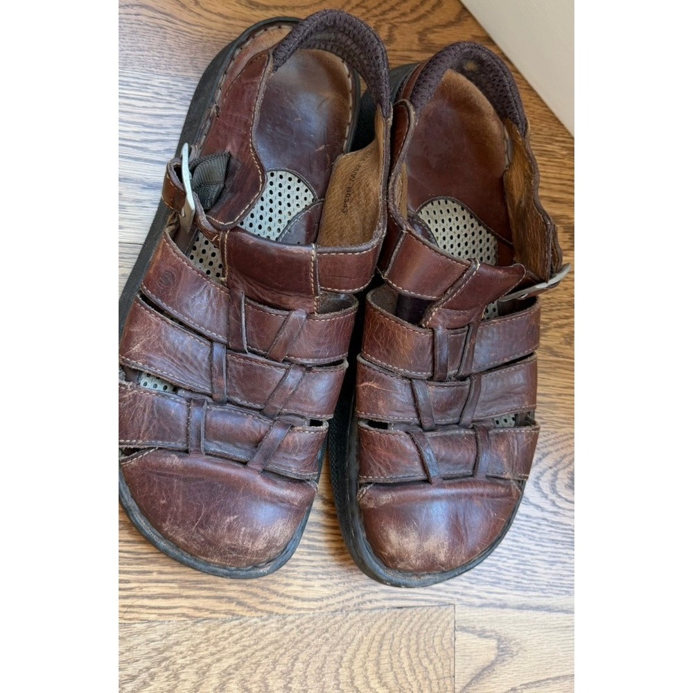 Born Sandals Shoe Men 12 Brown cabot lll Leather Fisherman Buckle Comfort Casual